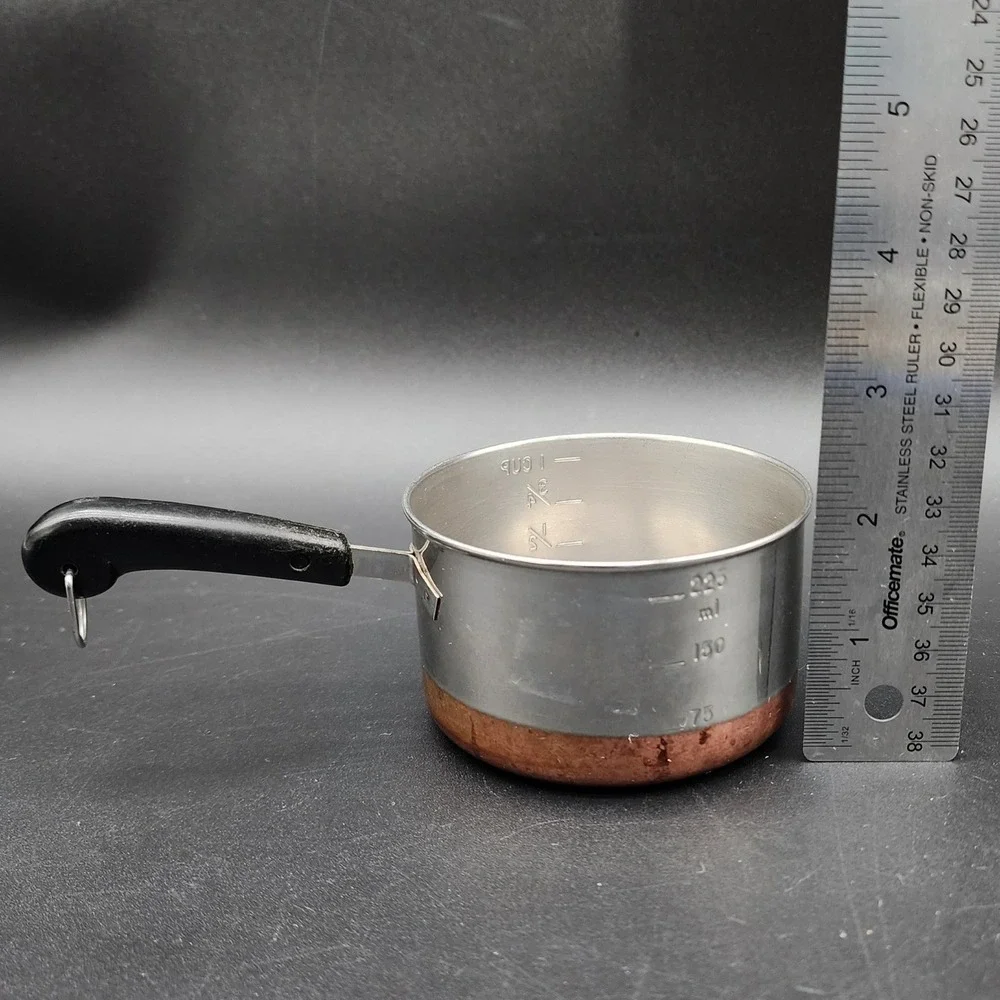 Revere Ware 1 Cup Silver Copper Bottom Mini Measuring Pot Vintage Kitchen Decor
